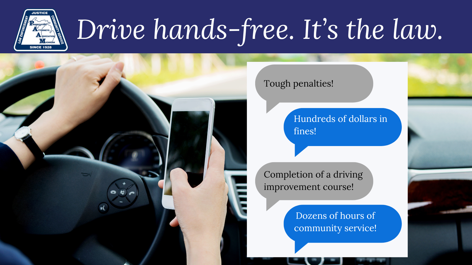 Drive hands-free. It's the law.